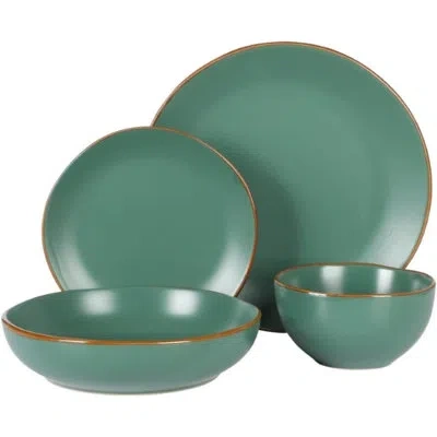 Gibson Home Hazeltine 16 Piece Plates And Bowls Dishes Stoneware Dinnerware Set In Green