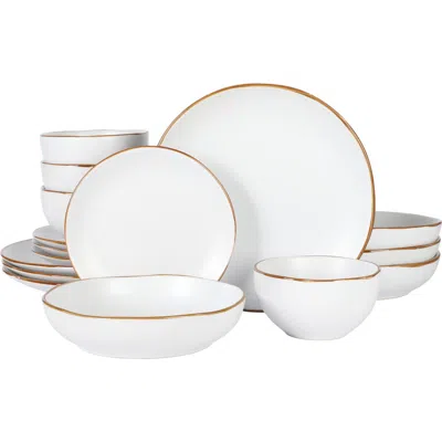 Gibson Home Hazeltine 16-piece Reactive Glaze Stoneware Dinnerware Set In White