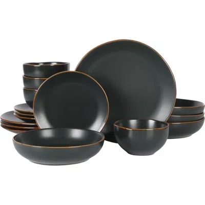 Gibson Home Hazeltine 16-piece Reactive Glaze Stoneware Dinnerware Set In Black