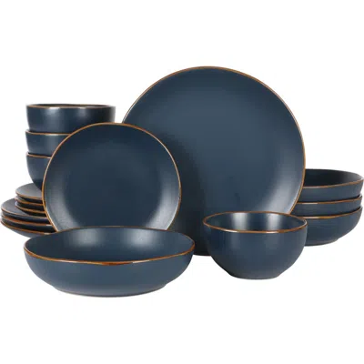 Gibson Home Hazeltine 16-piece Reactive Glaze Stoneware Dinnerware Set In Blue