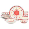 Gibson Home Heidy 12 Piece Durastone Dinnerware Set In Red In Multi
