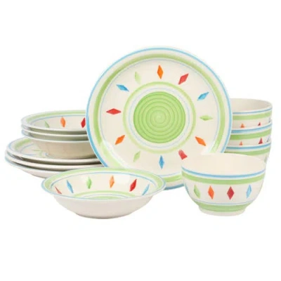 Gibson Home Heidy 12 Piece Hand Painted Durastone Dinnerware Set In Multi