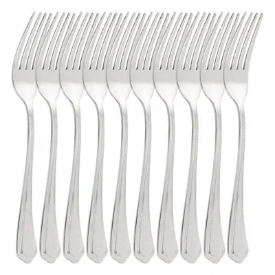 Gibson Home Hillside Daisies 10 Piece Stainless Steel Dinner Fork Set In White
