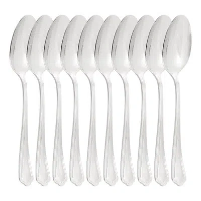 Gibson Home Hillside Daisies 10 Piece Stainless Steel Dinner Spoon Set In White