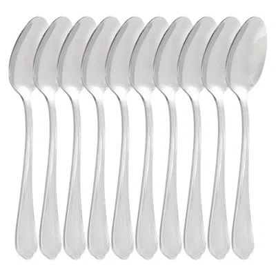 Gibson Home Hillside Daisies 10 Piece Stainless Steel Teaspoon Set In White