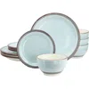 Gibson Home Holcomb 12 Piece Ceramic Dinnerware Set In Blue