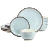 Gibson Home Holcomb 12 Piece Ceramic Dinnerware Set In Light Blue In Blue