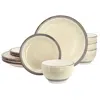 Gibson Home Holcomb 12 Piece Ceramic Dinnerware Set In Beige In Neutral