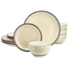 Gibson Home Holcomb 12 Piece Ceramic Dinnerware Set In Beige In Beige