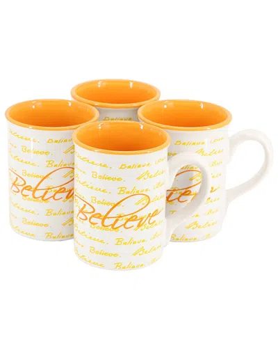 Gibson Home Inspirational Words Believe 4pc Stoneware Mug Set