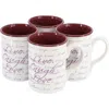 Gibson Home Inspirational Words Live, Laugh, Love 4 Piece 16 Ounce Stoneware Mug Set In Multi