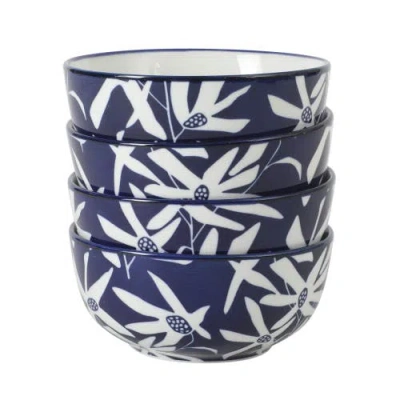 Gibson Home Ivory Estate 4-piece Reactive Glaze Porcelain Cereal Bowl Set In Blue