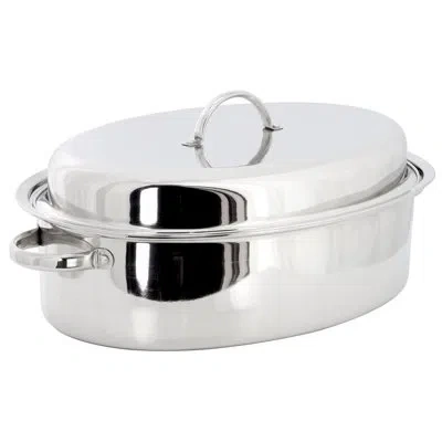 Gibson Home Johnstown 18 Inch Oval Stainless Steel Roaster Pan With Lid In Silver