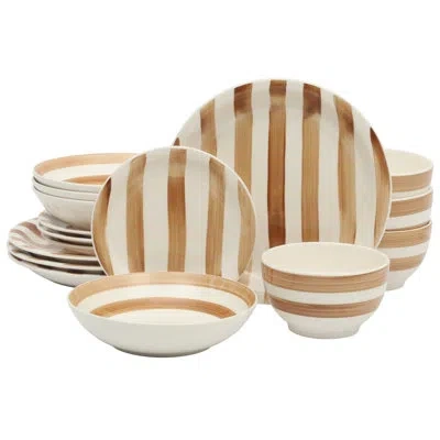 Gibson Home Kenwood Shores 16 Piece Stoneware Dinnerware Set, Service For 4 In Brown