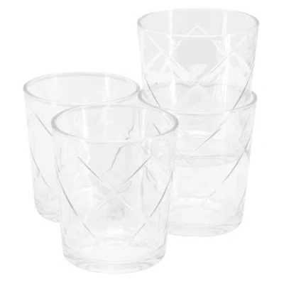 Gibson Home Lattice 4 Piece 13.5 Ounce Double Old-fashioned Glass Set In Transparent