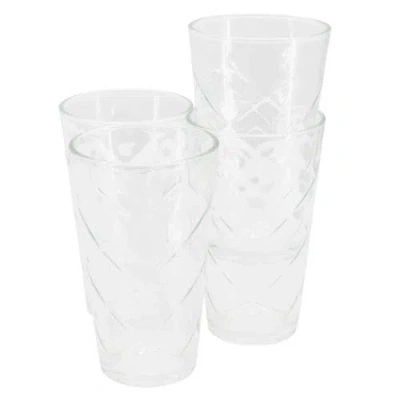 Gibson Home Lattice 4 Piece 16 Ounce Glass Tumbler Set In Transparent