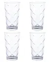 Gibson Home Lattice 4pc Glass Tumbler Set In Transparent