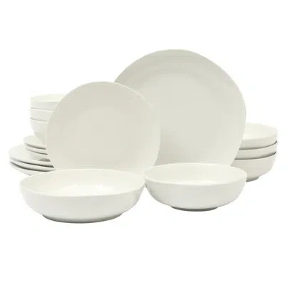 Gibson Home Lindendale 16 Piece Porcelain Ceramic Plates And Bowls Dishes Scratch And Chip Resistant Service For In White
