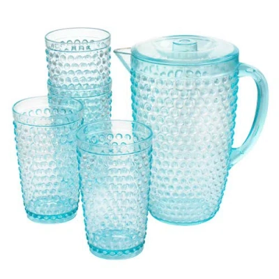 Gibson Home Malone 5 Piece Plastic Pitcher And Tumbler Set In Blue