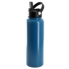 Gibson Home Marina 38 Ounce Double Wall Stainless Steel Thermal Bottle With Lid And Straw In Blue