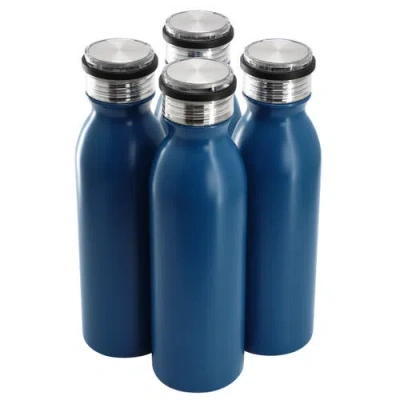 Gibson Home Marina 4 Piece 20 Ounce Double Wall Stainless Steel Thermal Bottle With Acrylic Lid In Blue