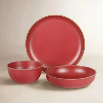Gibson Home Melamine Dinnerware Set - Service For 4 In Red