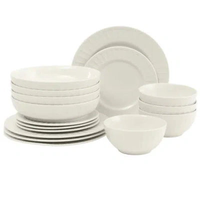 Gibson Home Melbourne Embossed Porcelain Dinnerware Set In White