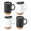 Gibson Home Modani 4 Piece 16.5 Ounce Stoneware Travel Mug Set With Lid And Cork Base In Multi