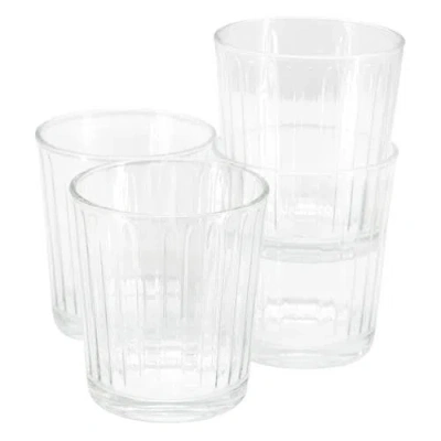 Gibson Home Moonstone 4 Piece 13.5 Ounce Double Old-fashioned Glass Set In Transparent