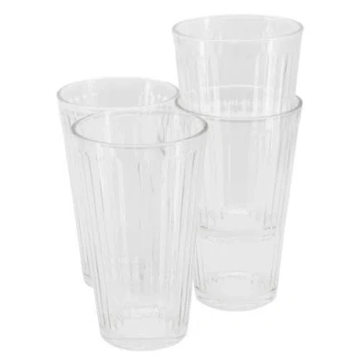 Gibson Home Moonstone 4 Piece 16 Ounce Glass Tumbler Set In Transparent
