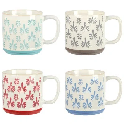 Gibson Home Morning Mist 4 Piece 18 Ounce Stoneware Mug Set In Assorted Colors In Blue;red