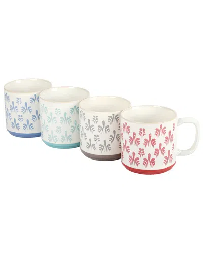 GIBSON HOME DNU GIBSON HOME MORNING MIST 4PC STONEWARE MUG SET