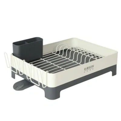 Gibson Home Nestcraft Full-size Dish Rack With Drain Board And Flatware Caddy In White