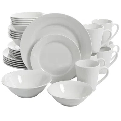 Gibson Home Noble Court 30 Piece Ceramic Dinnerware Set In White