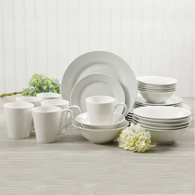 Gibson Home Noble Court 30 Piece Dinnerware Set, Service For 6 In White