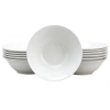 Gibson Home Noble Court 7 Inch Fine Ceramic Bowls  12 Piece Set In White