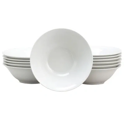 Gibson Home Noble Court 7 Inch Fine Ceramic Bowls  12 Piece Set In White