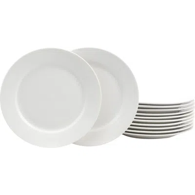 Gibson Home Noble Court 7.5 Inch Dessert Plate Set , Set Of 12 In White