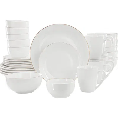Gibson Home Ogalla 30 Piece Gold Banded Fine Ceramic Dinnerware Set In White