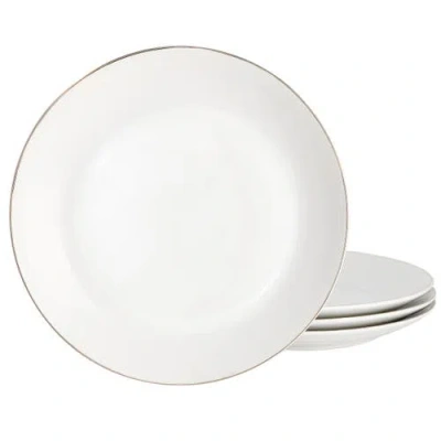 Gibson Home Ogalla 4 Piece Fine Ceramic 10.5 Inch Dinner Plate Set In White