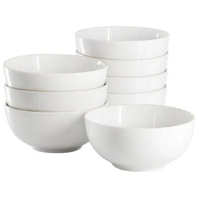 Gibson Home Ogalla 8 Piece Fine Ceramic 6 Inch 22 Ounce Cereal Bowl Set In White With Gold Rim