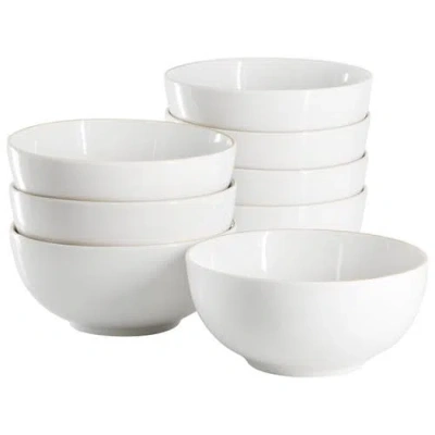 Gibson Home Ogalla 8 Piece Fine Ceramic 6 Inch 22 Ounce Cereal Bowl Set In White