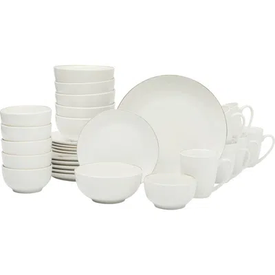 Gibson Home Ogalla Porcelain Plates, Bowls & Mugs Dinnerware Set In White