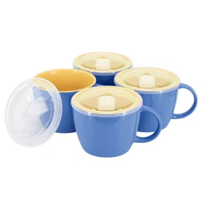 GIBSON HOME GIBSON HOME ON THE GO 4 PIECE 25 OUNCE STONEWARE SOUP CUP SET WITH LID