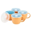 Gibson Home On The Go 4 Piece 25 Ounce Stoneware Soup Cup Set With Lid In Orange