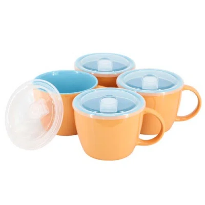 GIBSON HOME GIBSON HOME ON THE GO 4 PIECE 25 OUNCE STONEWARE SOUP CUP SET WITH LID