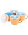 Gibson Home On The Go Peach 4pc Stoneware Soup Cup Set In Orange