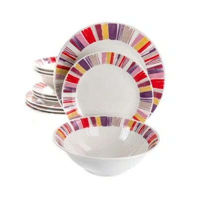 Gibson Home Orleans 12 Piece Ceramic Dinnerware Set In Multi