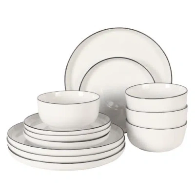 Gibson Home Oslo 12 Piece Porcelain Dinnerware Set In White
