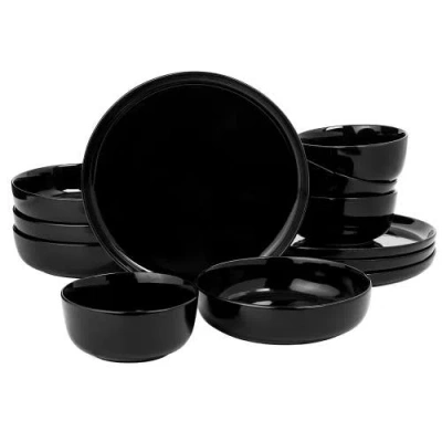 Gibson Home Oslo 12 Piece Porcelain Dinnerware Set In Black
